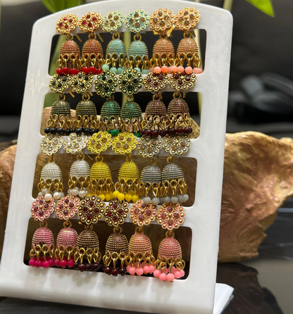 Combo of 12 Stylish Oxidised Jhumka Earrings – Perfect for Every Outfit