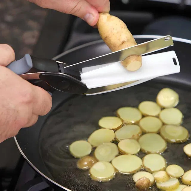 2-in-1 Cleaver Cutter – Smart Kitchen Knife with Built-in Chopping Board