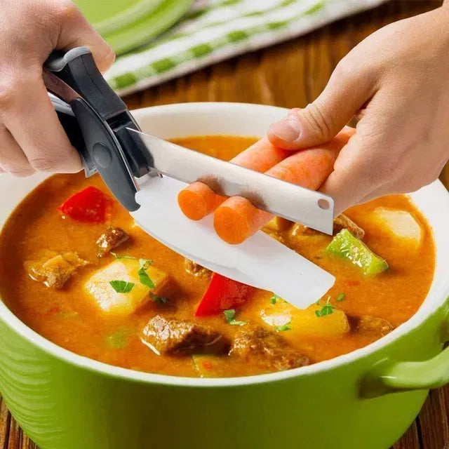 2-in-1 Cleaver Cutter – Smart Kitchen Knife with Built-in Chopping Board
