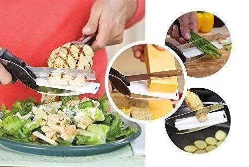 2-in-1 Cleaver Cutter – Smart Kitchen Knife with Built-in Chopping Board